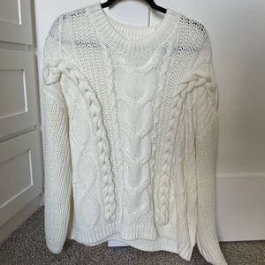 H&M white cable knit sweater